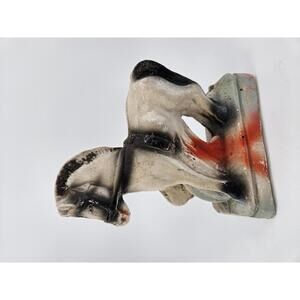 Vintage Chalkware Horse Carnival Prize Figurine 6" Black & Red 1930-1940's